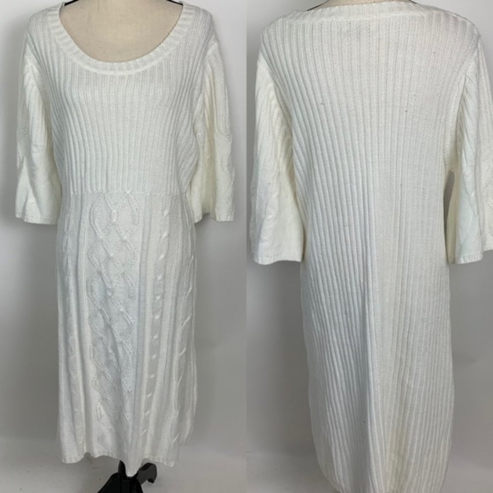 pink rose white wool sweater